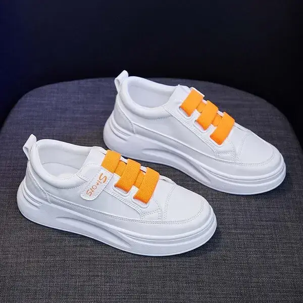 Womens Solid Color Sneakers | Water-Repellent Low-Top Casual Shoes in Grey, Green, Orange