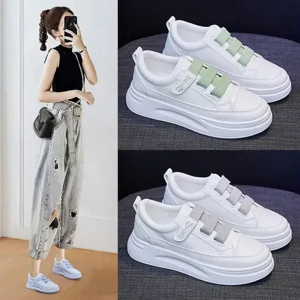 Womens Solid Color Sneakers | Water-Repellent Low-Top Casual Shoes in Grey, Green, Orange