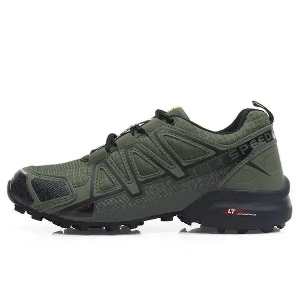 Mens Mesh Hiking Sneakers | Breathable Casual Rubber Platform Shoes in Black, Green, Blue, Grey, Black Yellow
