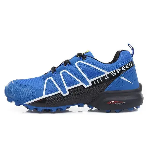 Mens Mesh Hiking Sneakers | Breathable Casual Rubber Platform Shoes in Black, Green, Blue, Grey, Black Yellow