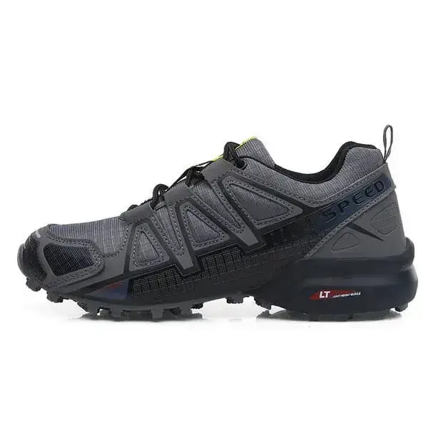 Mens Mesh Hiking Sneakers | Breathable Casual Rubber Platform Shoes in Black, Green, Blue, Grey, Black Yellow
