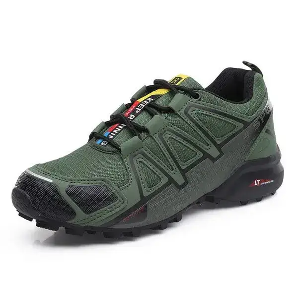 Mens Mesh Hiking Sneakers | Breathable Casual Rubber Platform Shoes in Black, Green, Blue, Grey, Black Yellow