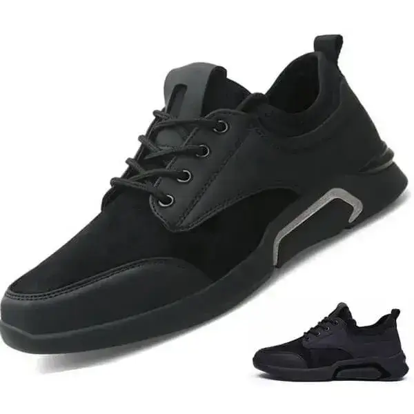 Mens Solid Color Mesh Sneakers | Breathable Low-Top Casual Shoes in Black Border, White Border
