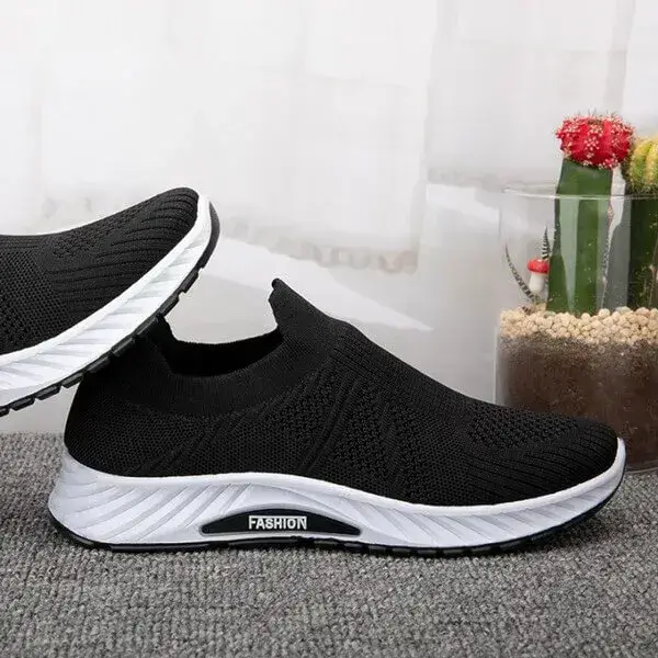 Mens Breathable Mesh Sneakers | Slip-On Low-Top Casual Shoes in Black, Blue, Grey