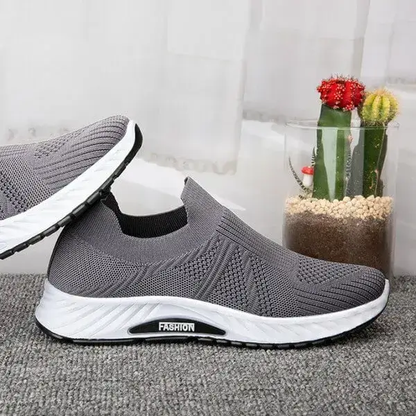 Mens Breathable Mesh Sneakers | Slip-On Low-Top Casual Shoes in Black, Blue, Grey