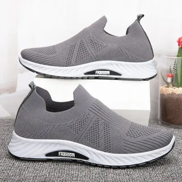 Mens Breathable Mesh Sneakers | Slip-On Low-Top Casual Shoes in Black, Blue, Grey