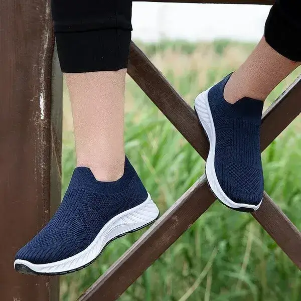 Mens Breathable Mesh Sneakers | Slip-On Low-Top Casual Shoes in Black, Blue, Grey