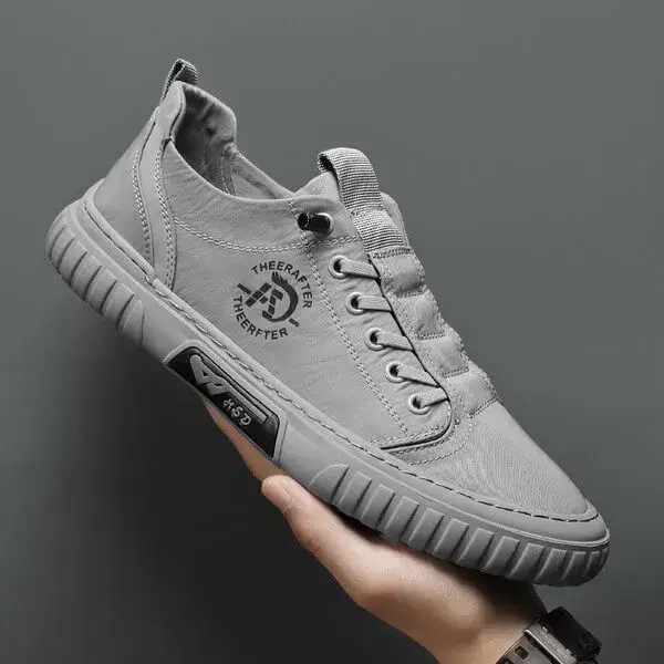 Mens Breathable Low-Top Sneakers | Simple Flat Casual Shoes in Black, Green, Grey, Khaki