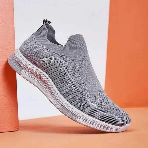 Mens Lightweight Running Sneakers | Breathable Colorblock Slip-On Shoes in Black Red, Black Grey, Grey
