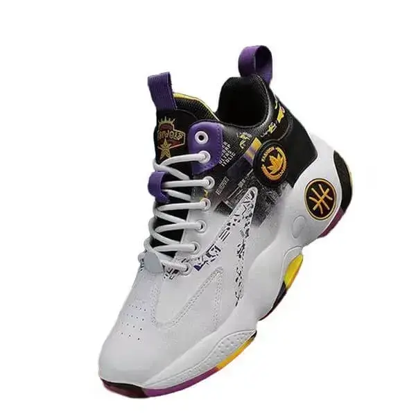 Mens Colorblock PU Sneakers | Luminescent Letters Mid-Top Casual Shoes in White Blue, White Green, White Purple