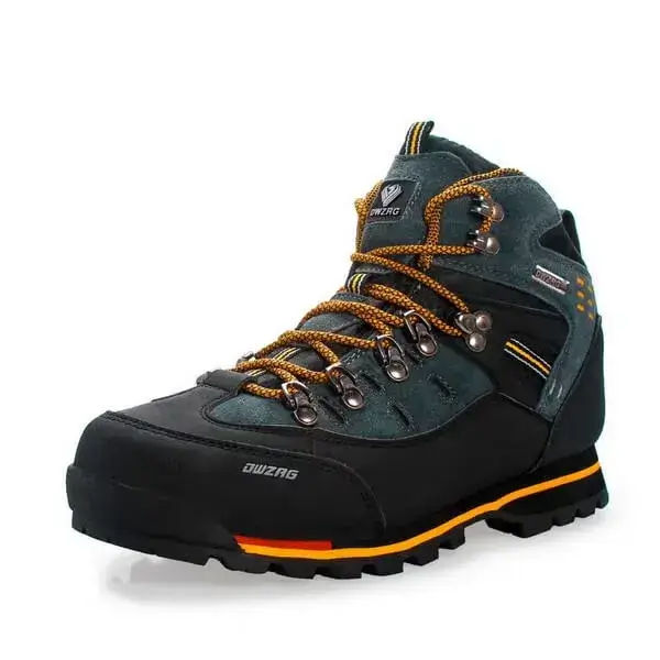 Mens Non-Slip Hiking Shoes | Waterproof High-Top Outdoor Casual Shoes in Black Orange, Black Yellow, Blue
