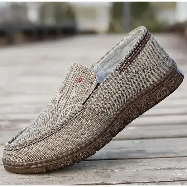 Mens Non-Slip Canvas Shoes | Stain-Resistant Low-Top Casual Shoes in Grey, Coffee