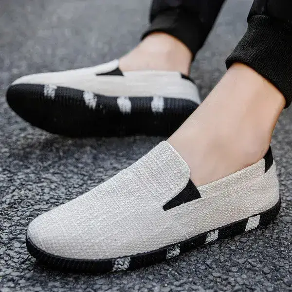 Mens Breathable Cloth Sneakers | Odor-Neutralizing Low-Top Casual Shoes in Black, Blue, Light Grey