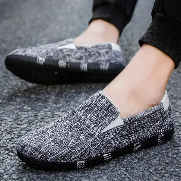 Mens Breathable Cloth Sneakers | Odor-Neutralizing Low-Top Casual Shoes in Black, Blue, Light Grey
