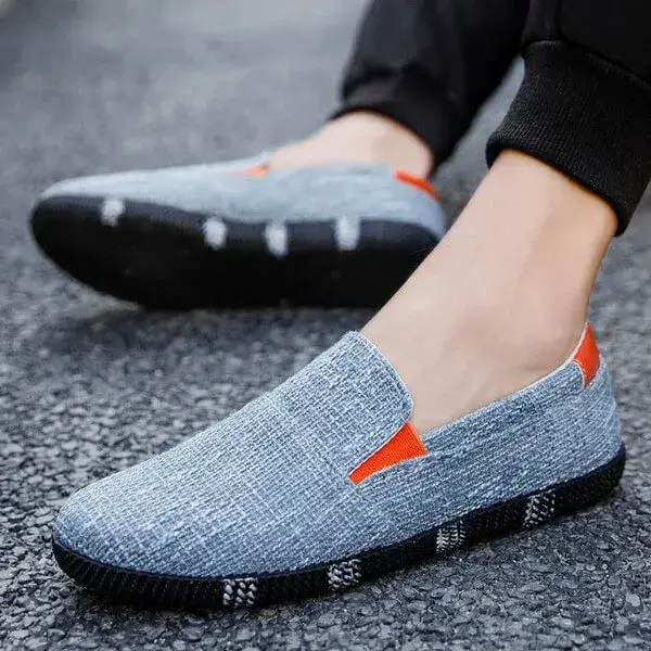 Mens Breathable Cloth Sneakers | Odor-Neutralizing Low-Top Casual Shoes in Black, Blue, Light Grey
