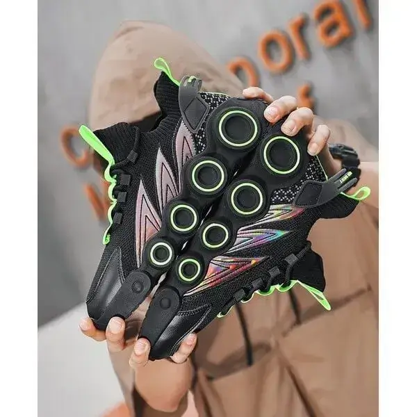 Mens Gradient Mesh Sneakers | Luminescent High-Top Casual Shoes in White, Black