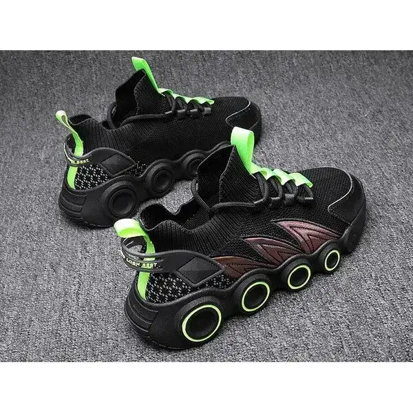 Mens Gradient Mesh Sneakers | Luminescent High-Top Casual Shoes in White, Black