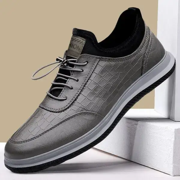 Mens Waterproof PU Sneakers | Anti-Static Low-Top Casual Shoes in Black, Grey