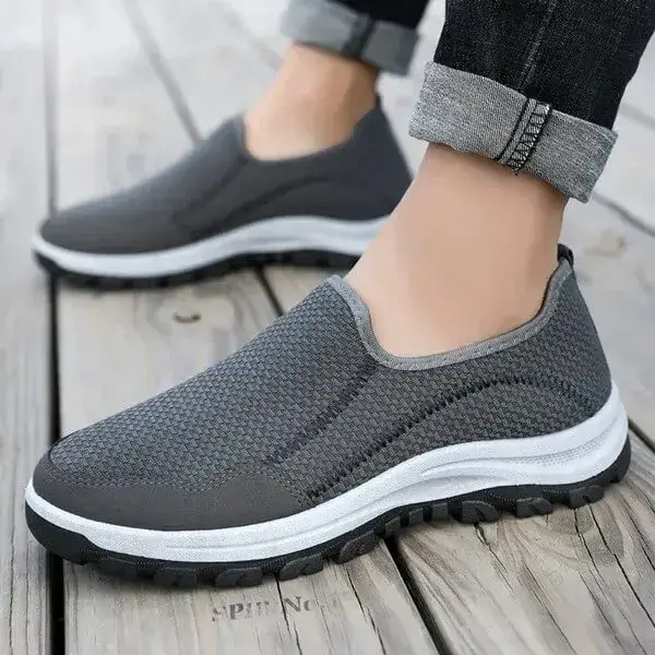 Mens Flyknit Sneakers | Moisture-Wicking Low-Top Casual Shoes in Blue, Black, Grey