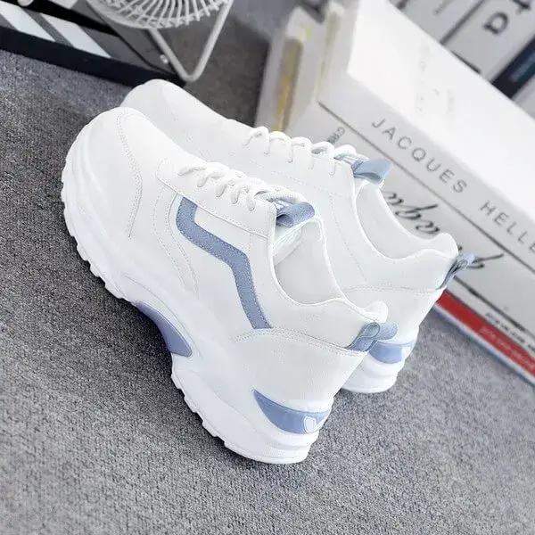 Womens Flat Lace-Up Sneakers | Solid Color Fashion Comfort Shoes in Blue, Pink, Pink Green, Purple