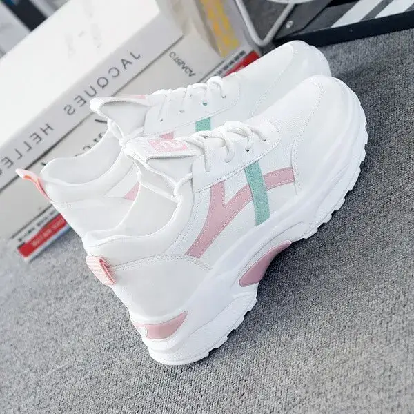Womens Flat Lace-Up Sneakers | Solid Color Fashion Comfort Shoes in Blue, Pink, Pink Green, Purple