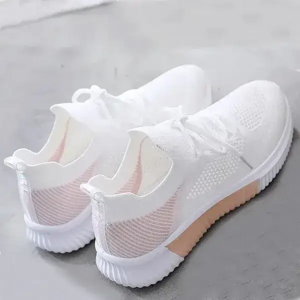 Womens Colorblock Breathable Sneakers | Fashion Slip-On Comfort Shoes in Black, Pink, White