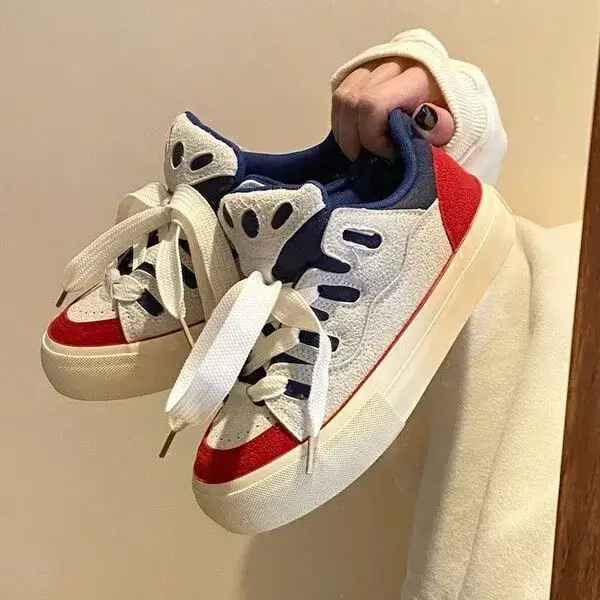 Womens Retro Platform Sneakers | UV-Resistant Low-Top Casual Shoes in Blue, Green