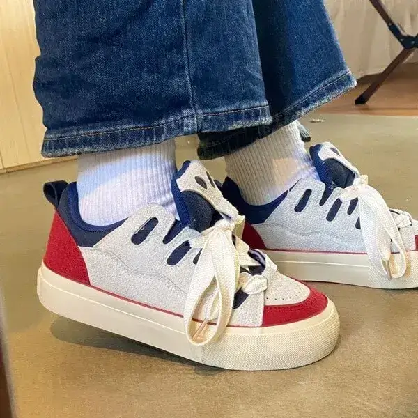 Womens Retro Platform Sneakers | UV-Resistant Low-Top Casual Shoes in Blue, Green